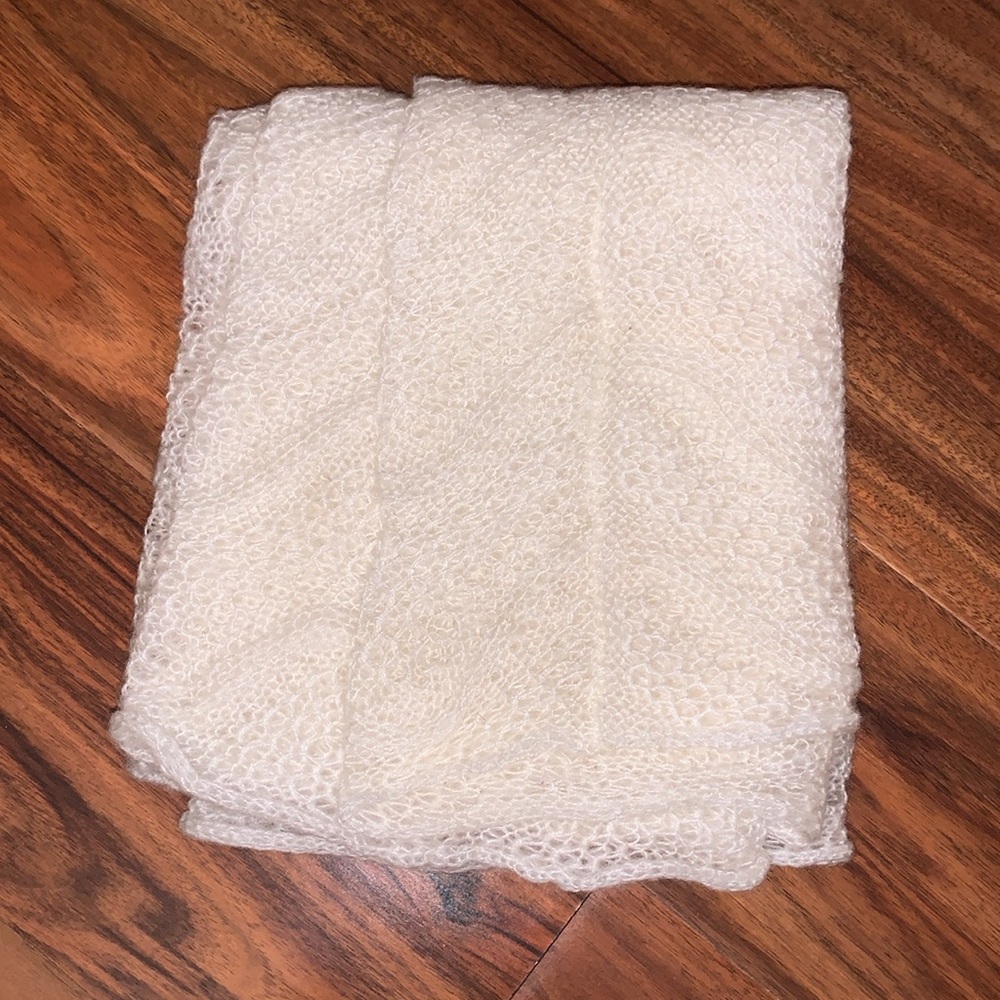 White cozy knit loop scarf